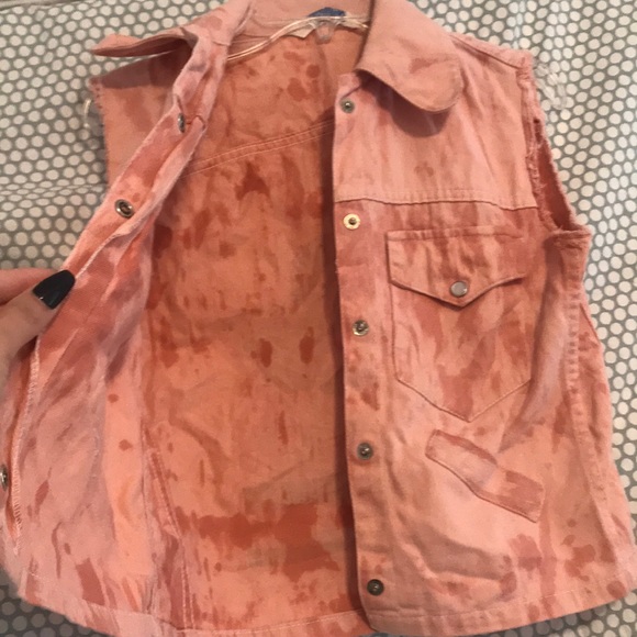 pink crop top jean jacket - Picture 3 of 4